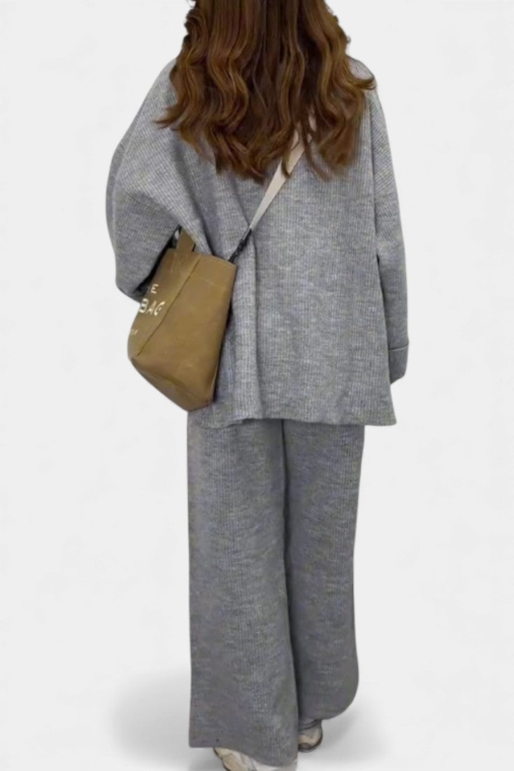 Ivy™ | Relaxed Fit Round Neck Top And Wide-Leg Pants Set