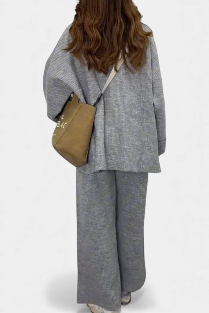 Ivy™ | Relaxed Fit Round Neck Top And Wide-Leg Pants Set