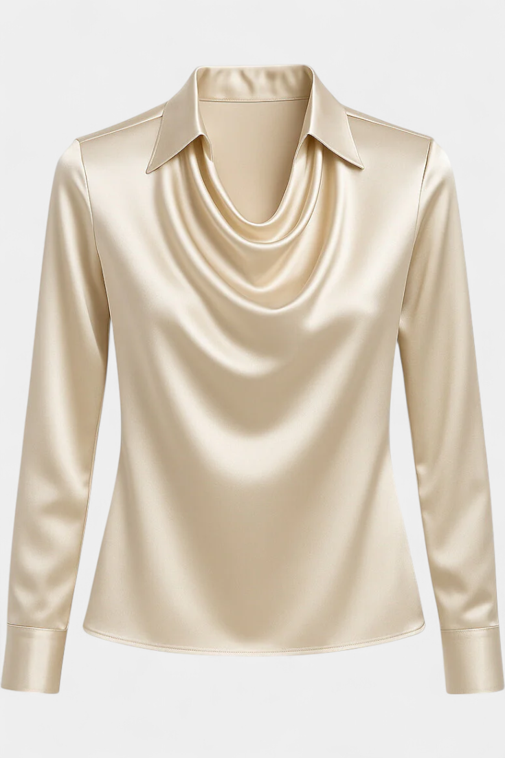 Leah™ | Cascade Neckline Draped Blouse