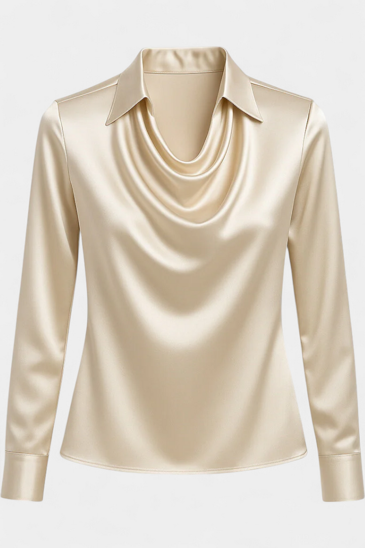 Leah™ | Cascade Neckline Draped Blouse