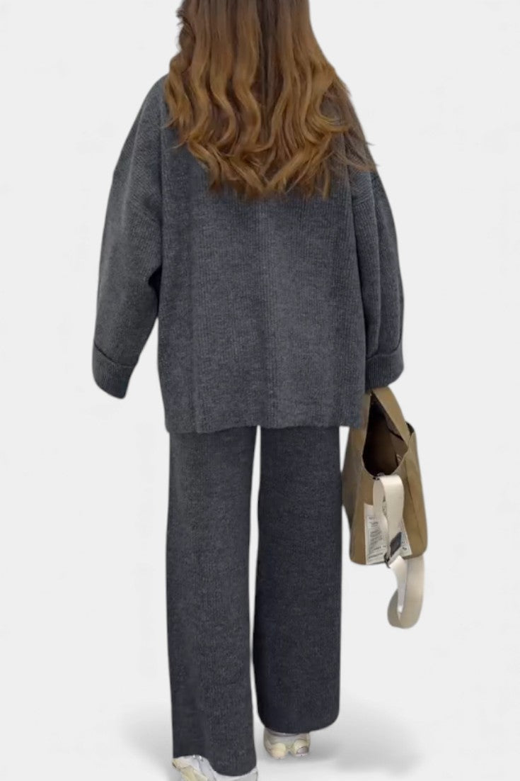 Ivy™ | Relaxed Fit Round Neck Top And Wide-Leg Pants Set