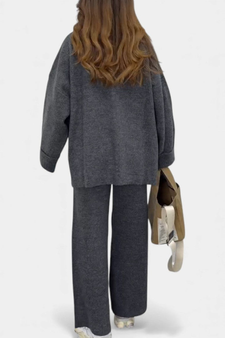 Ivy™ | Relaxed Fit Round Neck Top And Wide-Leg Pants Set