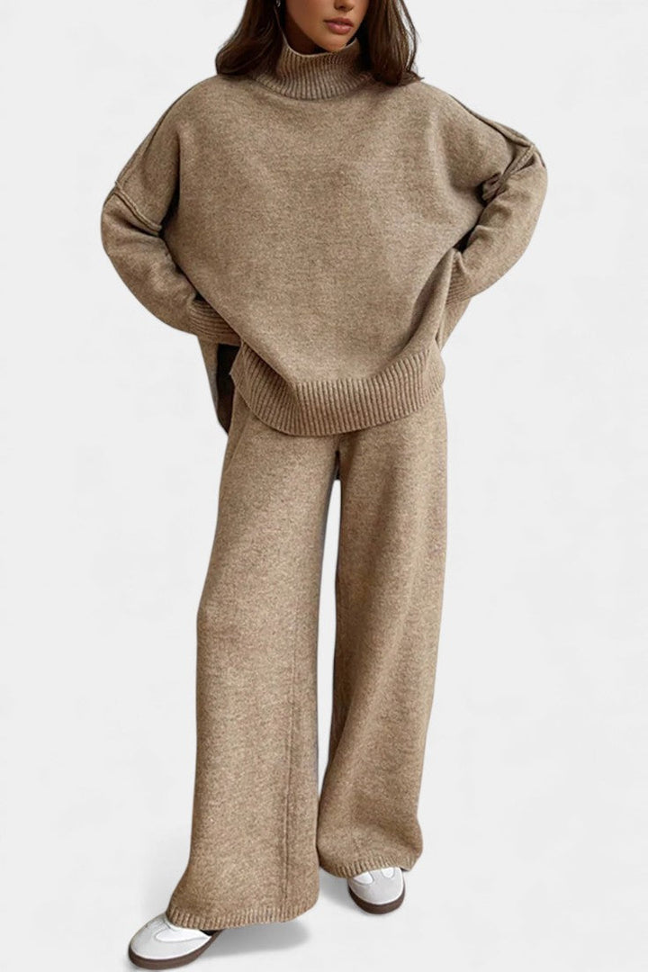 Alyson™ | Turtleneck Wide-Leg Two-Piece Knit Set