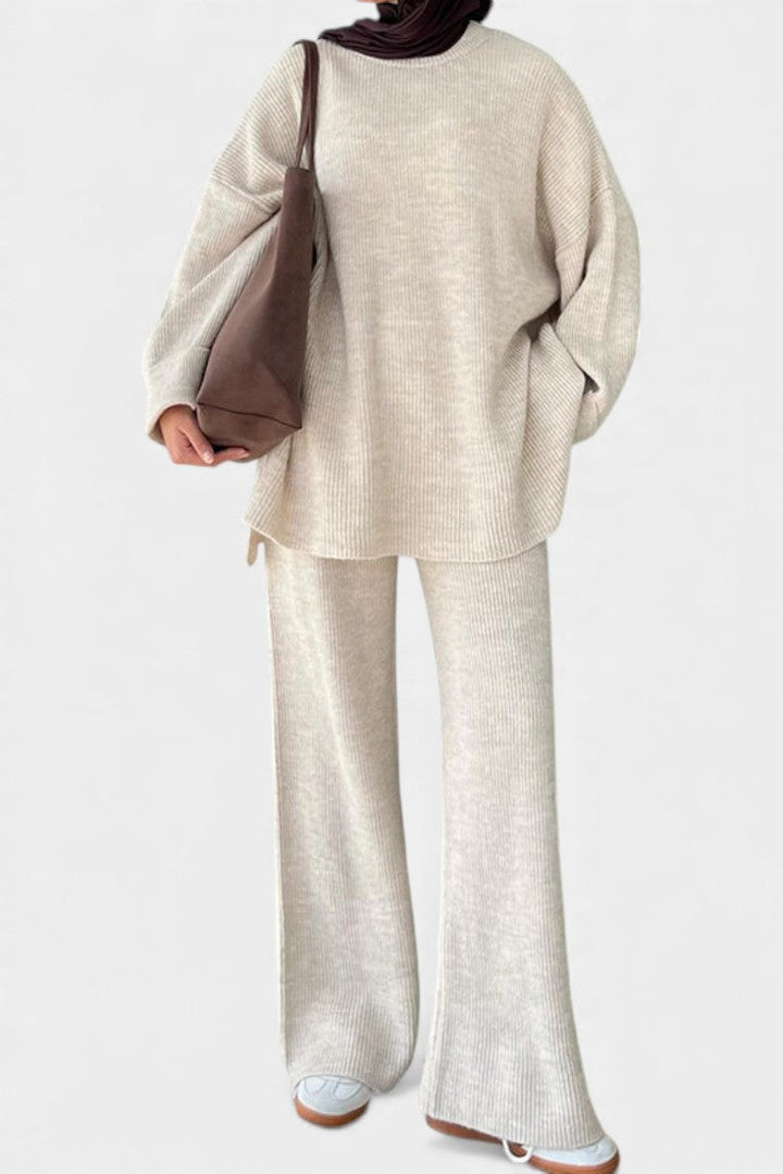 Ivy™ | Relaxed Fit Round Neck Top And Wide-Leg Pants Set