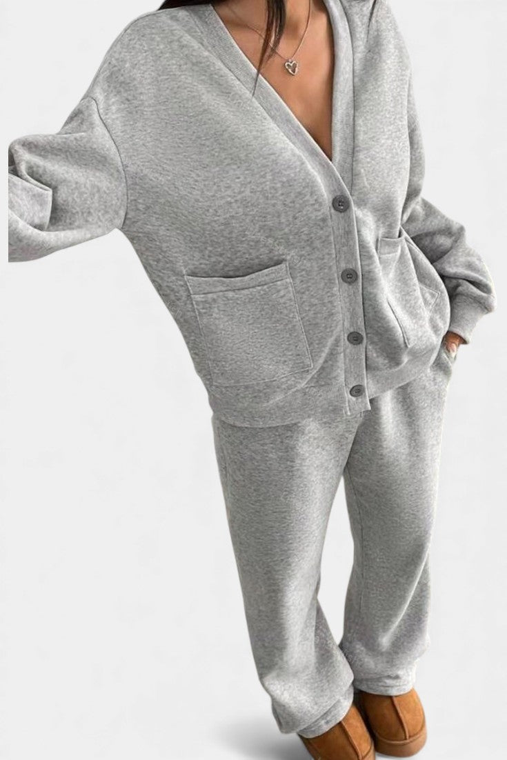Faith™ | Cozy Two-Piece Cardigan Jacket And Wide-Leg Pants Set