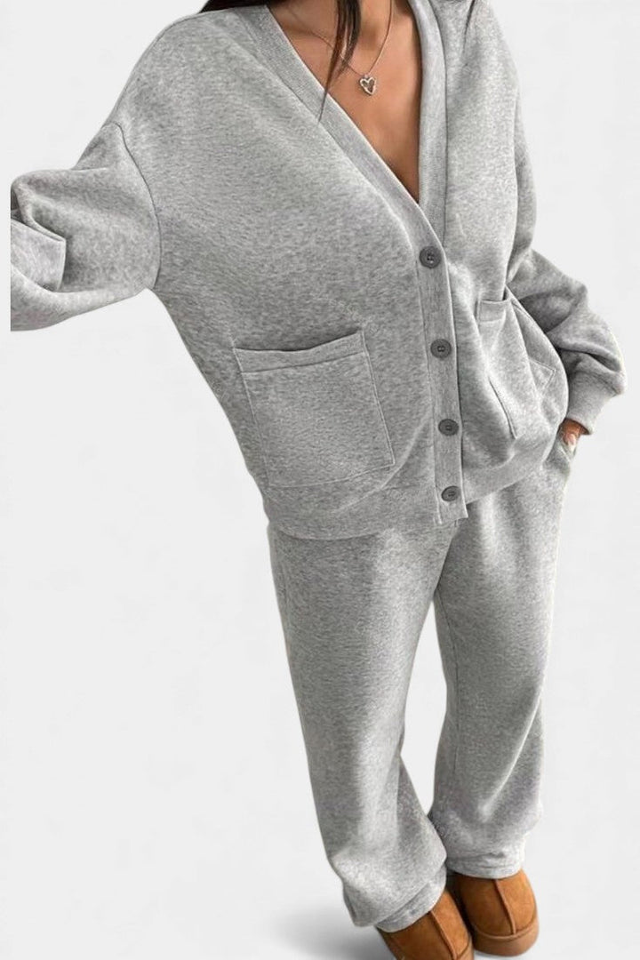 Faith™ | Cozy Two-Piece Cardigan Jacket And Wide-Leg Pants Set