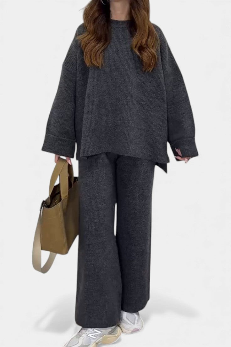 Ivy™ | Relaxed Fit Round Neck Top And Wide-Leg Pants Set