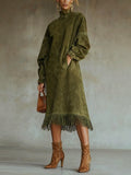 Aurora | Suede Dress with Fringes