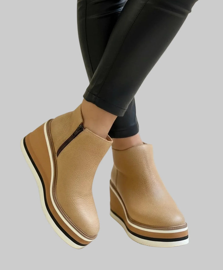 Merle™ | Wedge Heel Zip Ankle Boots