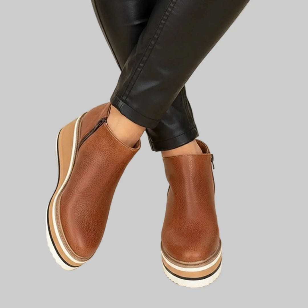 Merle™ | Wedge Heel Zip Ankle Boots