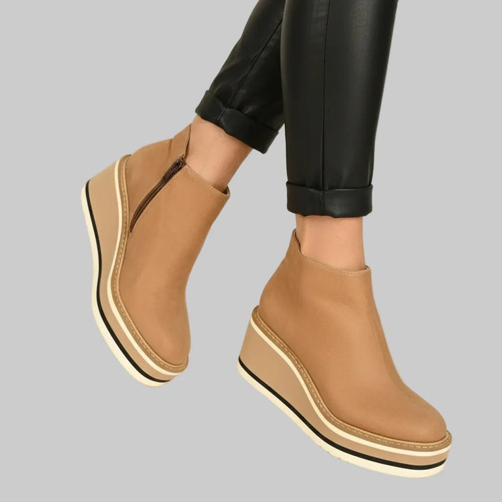 Merle™ | Wedge Heel Zip Ankle Boots