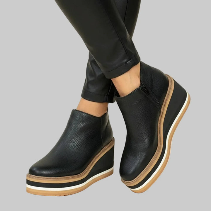 Merle™ | Wedge Heel Zip Ankle Boots