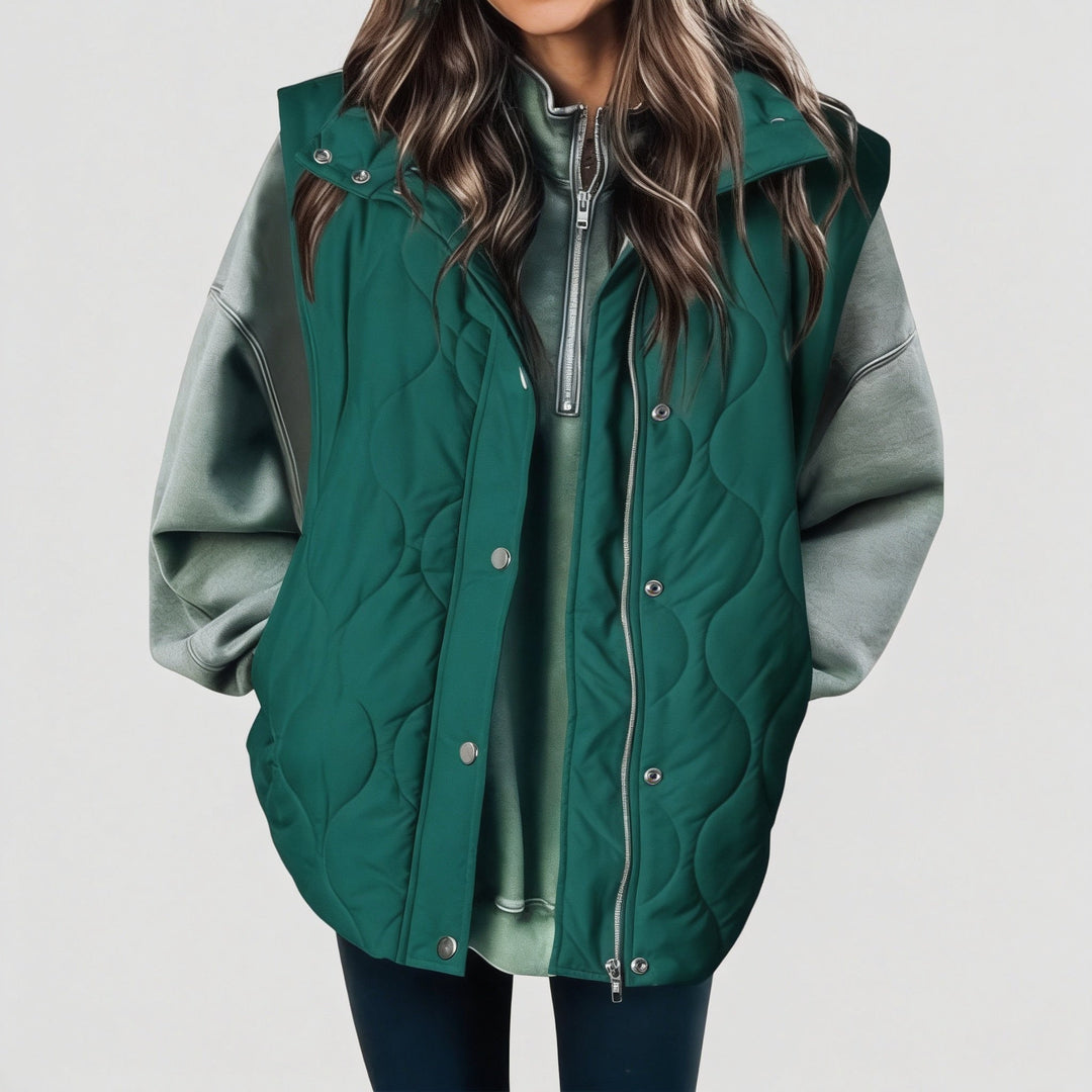 Autumn™ | Quilted Zip Up Snap Button Puffer Vest