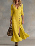 Genevieve™ | Button-Down A-Line Maxi Dress