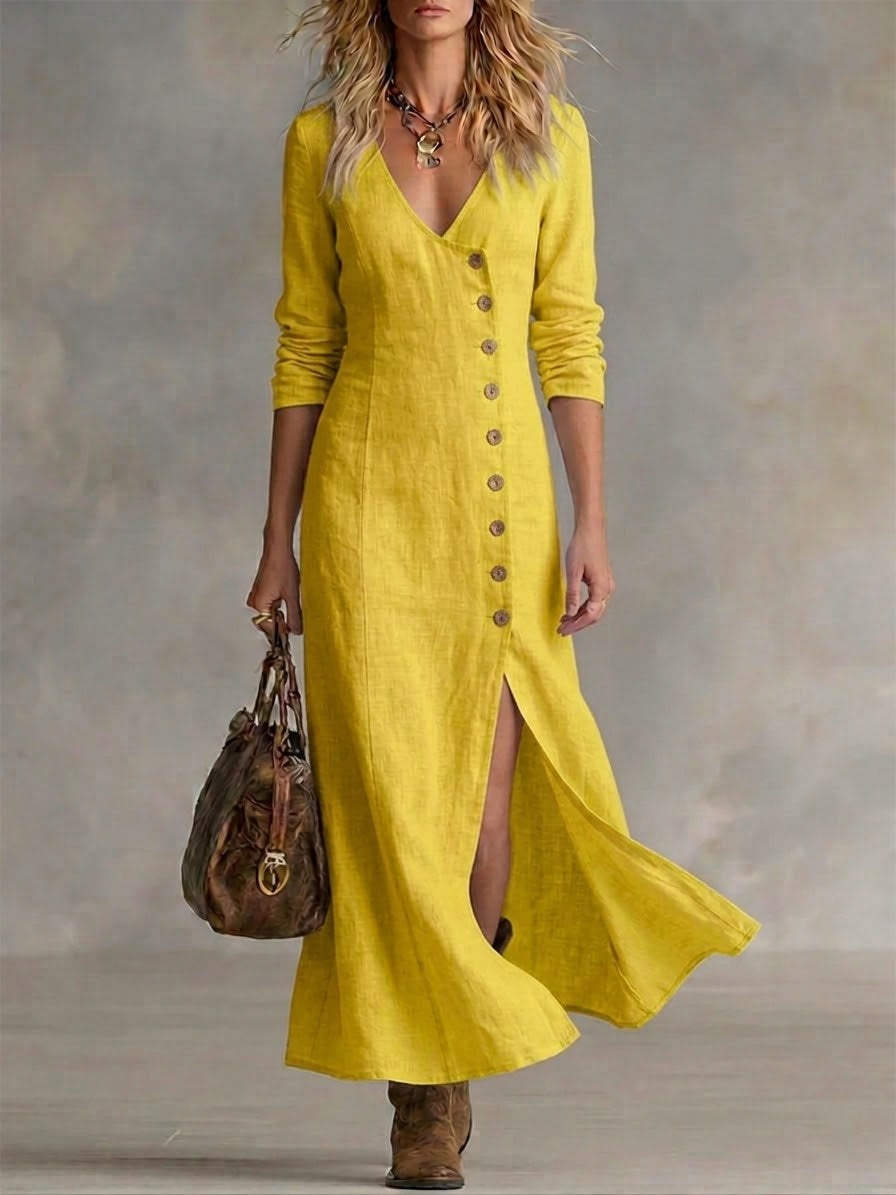 Genevieve™ | Button-Down A-Line Maxi Dress