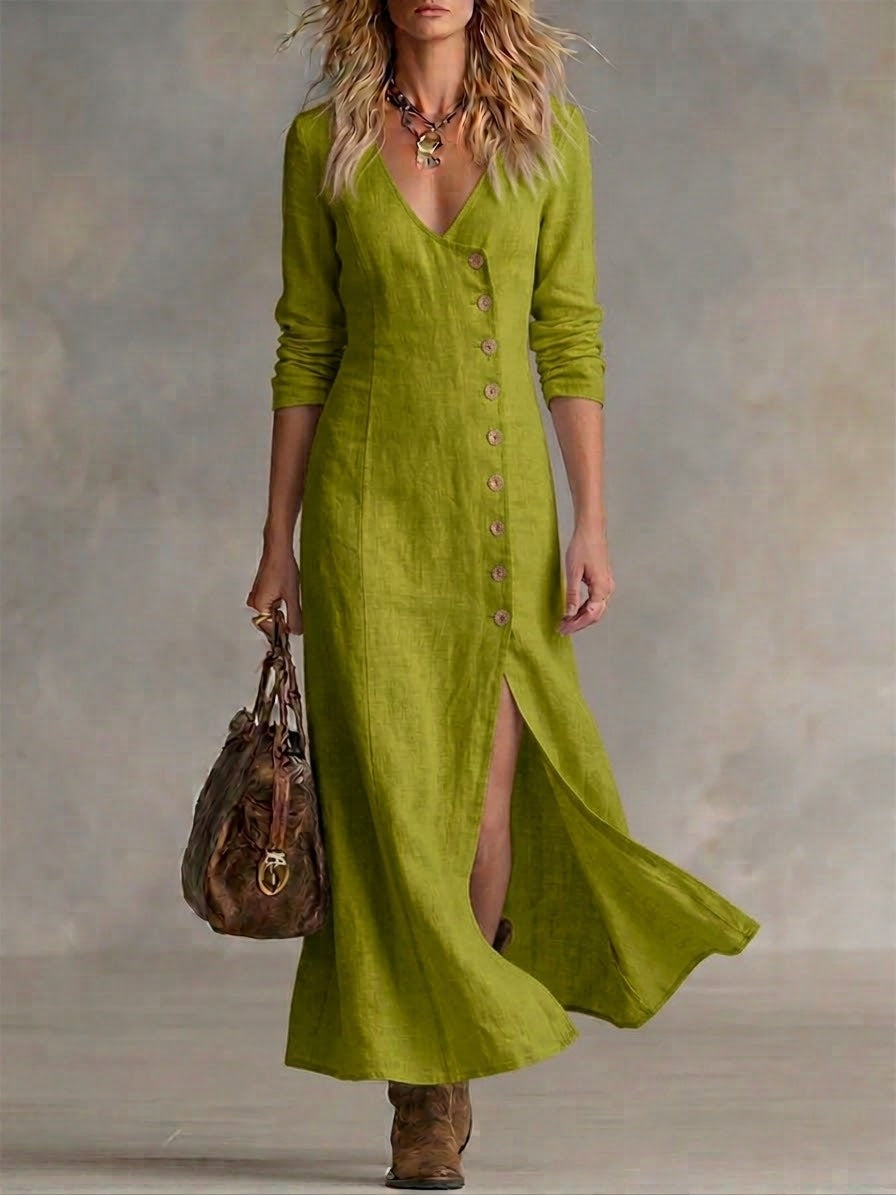 Vera™ | Button-Down A-Line Maxi Dress
