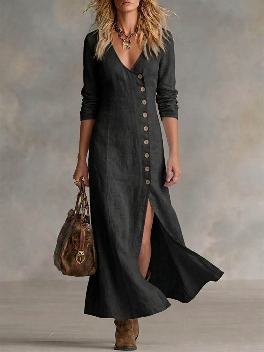 Vera™ | Button-Down A-Line Maxi Dress