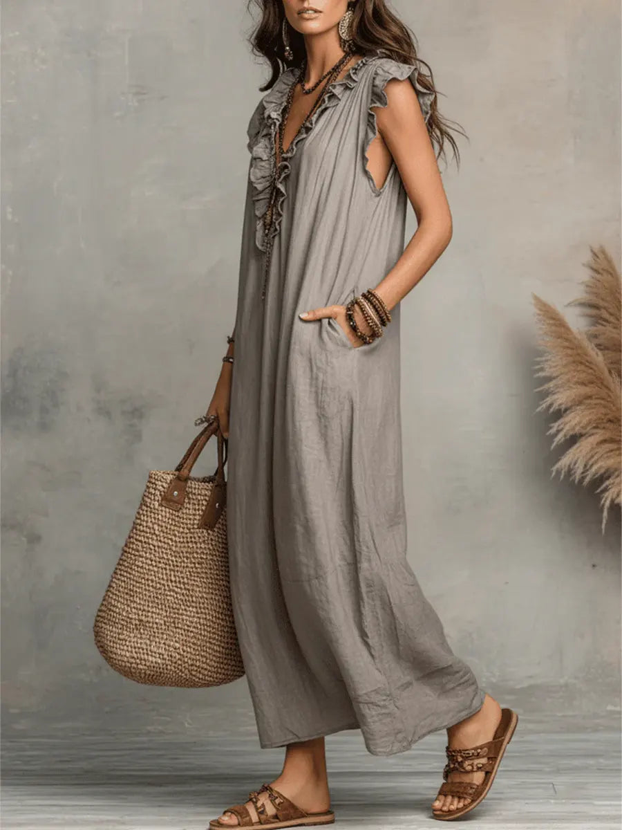 Sienna™ | Boho Ruffle Maxi Dress