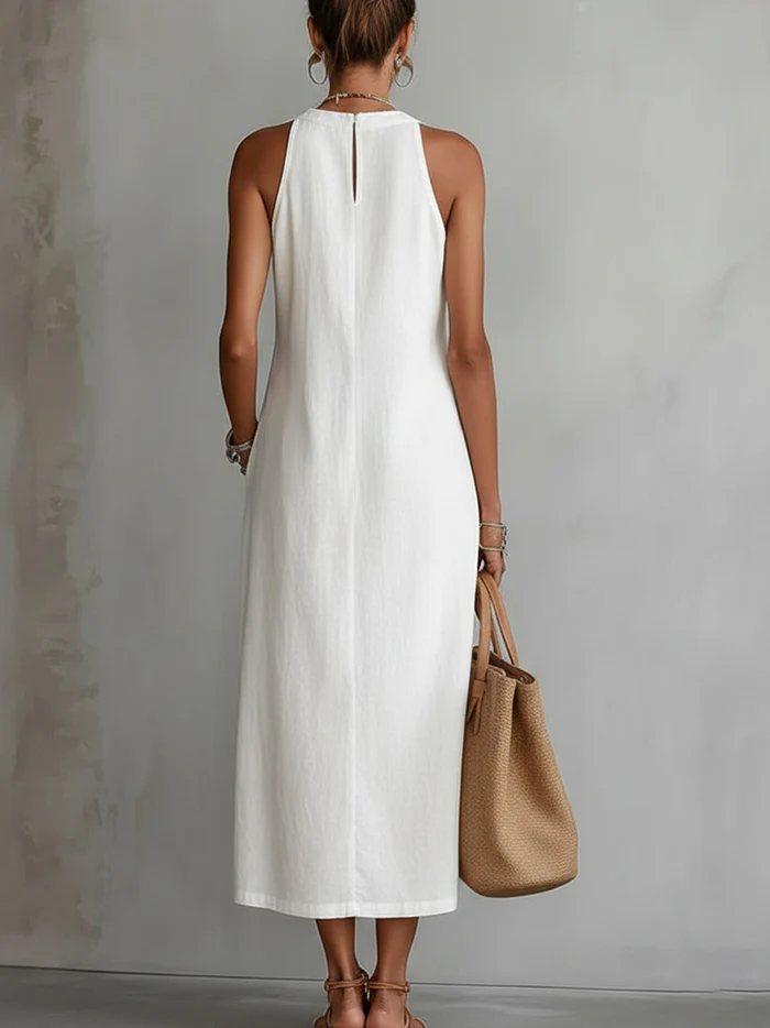 Veliora™ | Mandarin Collar Midi Dress