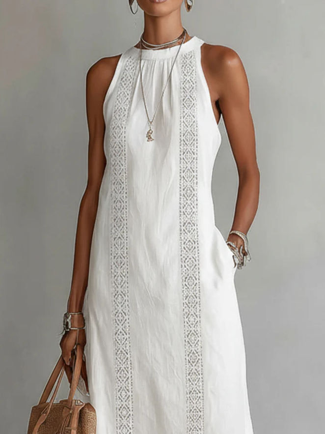 Veliora™ | Mandarin Collar Midi Dress
