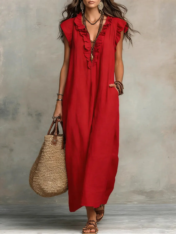Angelina™ | Boho Ruffle Maxi Dress