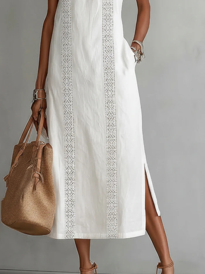 Veliora™ | Mandarin Collar Midi Dress