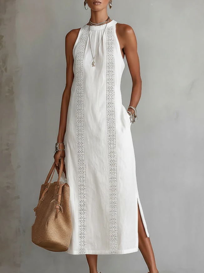 Veliora™ | Mandarin Collar Midi Dress