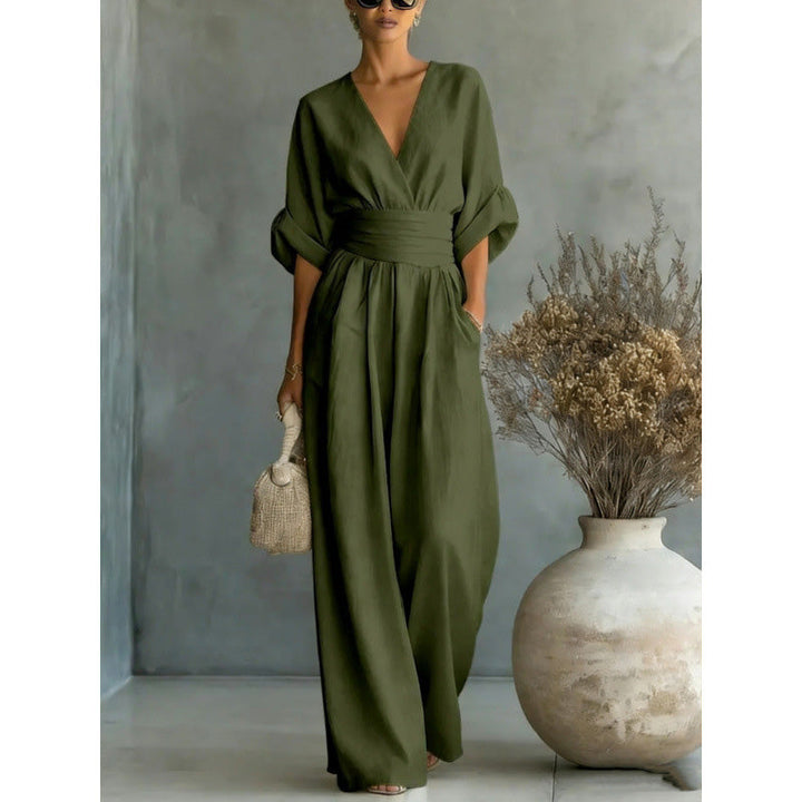 Natalie™ | V-Neck High-Waist Wide-Leg Jumpsuit