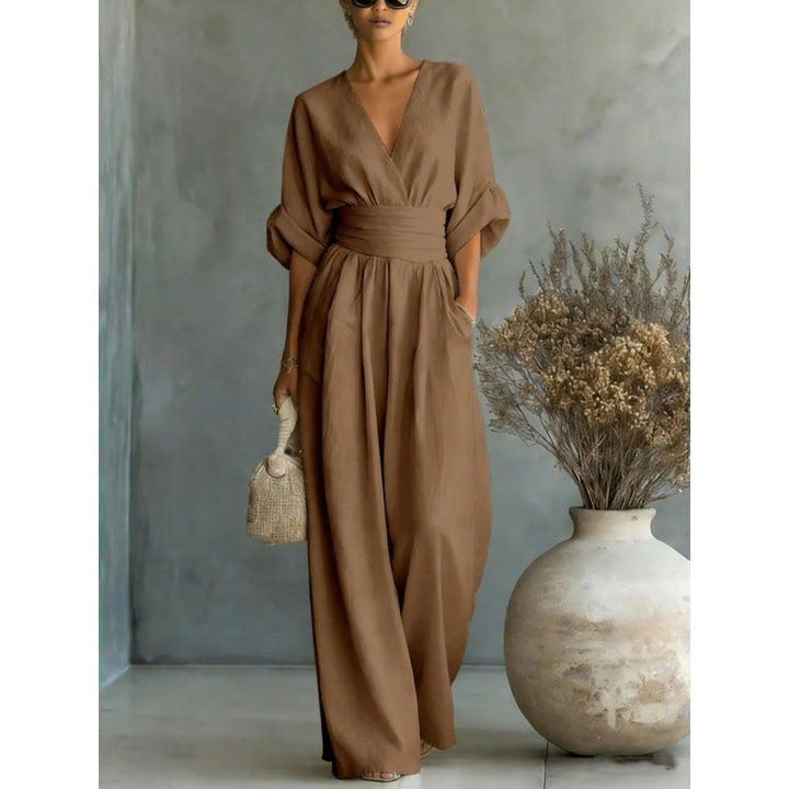 Natalie™ | V-Neck High-Waist Wide-Leg Jumpsuit