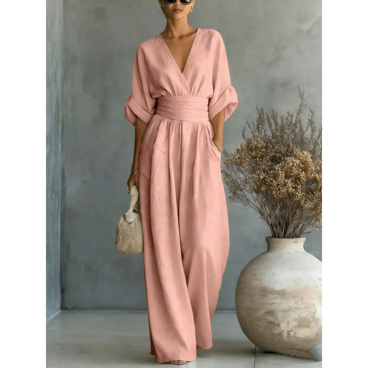 Natalie™ | V-Neck High-Waist Wide-Leg Jumpsuit