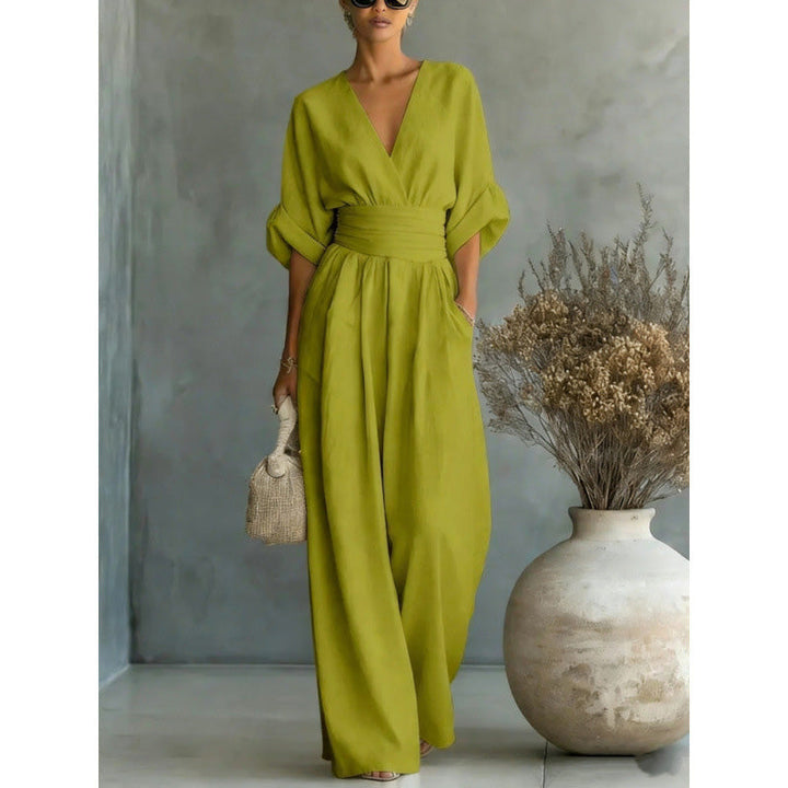 Natalie™ | V-Neck High-Waist Wide-Leg Jumpsuit