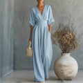 Natalie™ | V-Neck High-Waist Wide-Leg Jumpsuit
