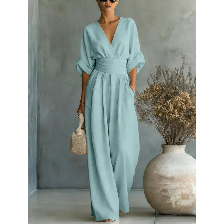 Natalie™ | V-Neck High-Waist Wide-Leg Jumpsuit