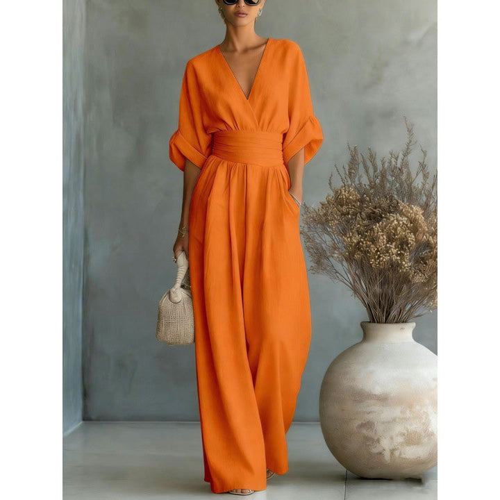 Natalie™ | V-Neck High-Waist Wide-Leg Jumpsuit