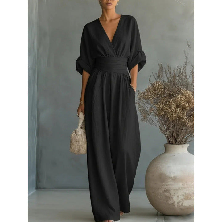 Natalie™ | V-Neck High-Waist Wide-Leg Jumpsuit
