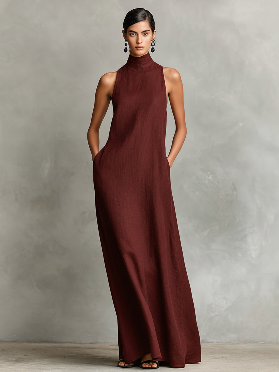 Caroline™ | Elegant Monochrome Turtleneck Dress
