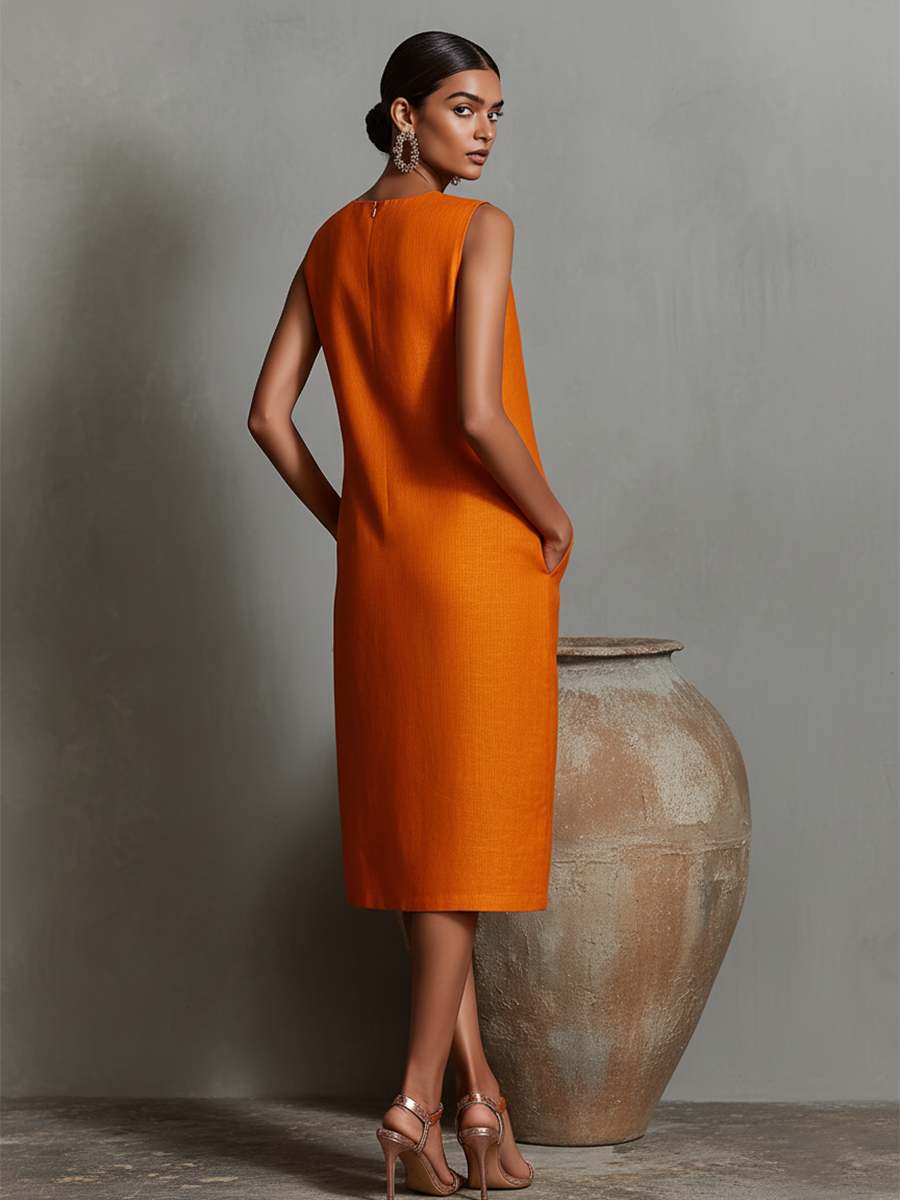 Tavia™ | Sleeveless Midi Dress With Pockets